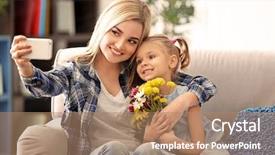  Presentation with floral mothers day - PPT layouts featuring mama - young woman with daughter taking background and a coral colored foreground
