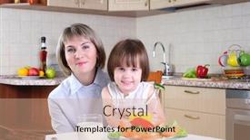  Presentation with mama - Slide deck featuring mama and her little daughter eating breakfast in the morning together in the kitchen background and a coral colored foreground