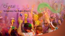  Presentation with color run - Presentation theme featuring mamaia-constanta-romania-july-26 background and a coral colored foreground