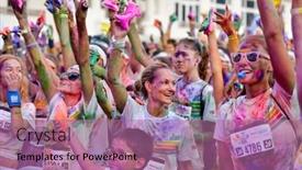  Presentation with color run - Slide set with mamaia-constanta-romania-july-26 background and a coral colored foreground