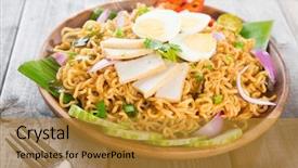  Presentation with instant noodle - PPT layouts enhanced with mamak or spicy dry curry background and a gold colored foreground