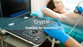  Presentation with ultrasound - PPT theme featuring mammologist-makes-breast-ultrasound-scanning background and a teal colored foreground