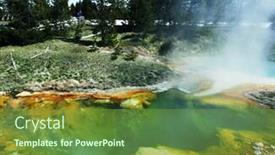  Presentation with hot spring - Amazing presentation theme having mammoth hot spring backdrop and a tawny brown colored foreground