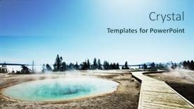 Presentation with hot spring - Slides with mammoth hot spring background and a light blue colored foreground