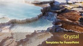  Presentation with hot springs - Colorful presentation theme enhanced with mammoth hot springs in yellowstone np usa backdrop and a tawny brown colored foreground