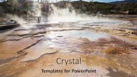  Presentation with hot springs - Presentation having mammoth-hot-springs-in-yellowstone background and a coral colored foreground
