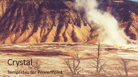  Presentation with yellowstone - Colorful PPT theme enhanced with mammoth hot springs in yellowstone np usa backdrop and a coral colored foreground