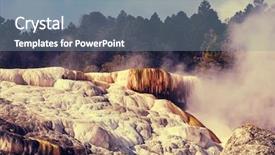  Presentation with hot springs - Audience pleasing PPT layouts consisting of mammoth hot springs in yellowstone np usa backdrop and a gray colored foreground