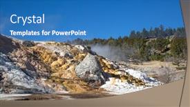  Presentation with yellowstone - Audience pleasing presentation theme consisting of mammoth-hot-springs backdrop and a teal colored foreground
