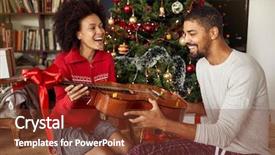  Presentation with man in suit guitar - Slide deck consisting of man a with a guitar background and a  colored foreground