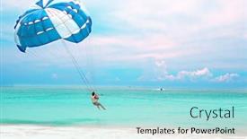  Presentation with paragliding - Presentation theme featuring man-about-to-go-up background and a arctic colored foreground