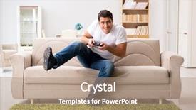  Presentation with computer games - Presentation design with man addicted to computer games background and a coral colored foreground