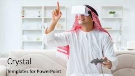  Presentation with video game 3d play games - PPT layouts with man addicted to video game background and a light gray colored foreground