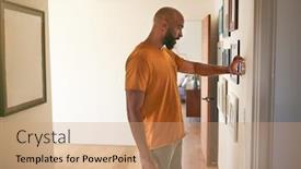  Presentation with digital - Presentation theme featuring man-adjusting-digital-central-heating background and a coral colored foreground