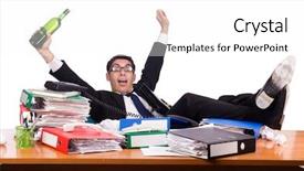  Presentation with black christmas party - Amazing PPT theme having man after christmas party hangover backdrop and a white colored foreground