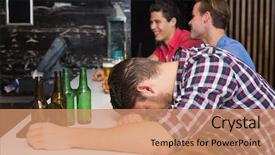  Presentation with bar - Presentation theme featuring man after drinking too much background and a coral colored foreground