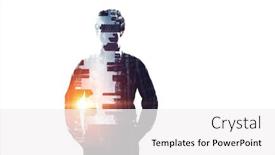  Presentation with cityscape - PPT theme enhanced with man against cityscape mixed media background and a white colored foreground