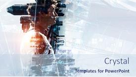  Presentation with cityscape - Theme enhanced with man-against-cityscape-mixed-media background and a sky blue colored foreground