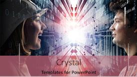  Presentation with cityscape - Slides enhanced with man-against-cityscape-mixed-media background and a coral colored foreground