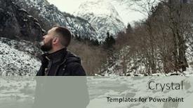  Presentation with river valley - Audience pleasing presentation design consisting of man-against-river-running backdrop and a light gray colored foreground