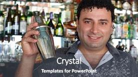  Presentation with vodka - PPT layouts with man against shelves with bottle background and a dark gray colored foreground