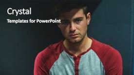  Presentation with stressed - Cool new slide deck with man against wall in darkroom backdrop and a wine colored foreground