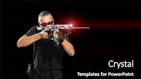  Presentation with laser - Beautiful presentation design featuring man aiming assault rifle laser backdrop and a black colored foreground