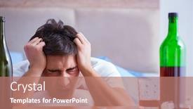  Presentation with alcoholic - Audience pleasing slide deck consisting of man-alcoholic-drinking-in-bed backdrop and a coral colored foreground