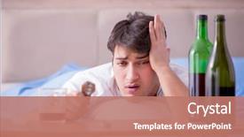  Presentation with alcoholic - Beautiful slide deck featuring man alcoholic drinking in bed backdrop and a coral colored foreground