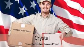  Presentation with gold man smile - Presentation theme enhanced with man and 3d usa flag background and a coral colored foreground