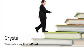  Presentation with book stairs - PPT layouts featuring man and book stairs isolated background and a white colored foreground