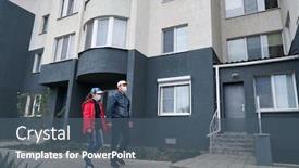  Presentation with viruses - Presentation theme consisting of man-and-child-girl-walks background and a ocean colored foreground