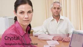  Presentation with doctor office - PPT theme enhanced with man-and-doctor-sat background and a violet colored foreground