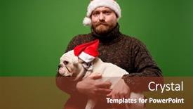  Presentation with santa - Slides with man-and-dog-in-santa background and a tawny brown colored foreground