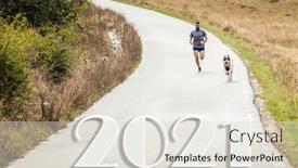  Presentation with 2021 - PPT theme enhanced with man-and-dog-running background and a lemonade colored foreground
