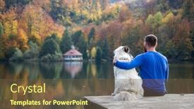  Presentation with social distancing - Audience pleasing slide deck consisting of man-and-dog-sitting backdrop and a tawny brown colored foreground