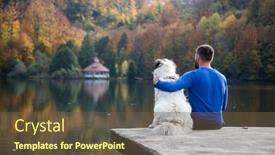  Presentation with social distancing - Amazing slide set having man-and-dog-sitting backdrop and a tawny brown colored foreground