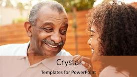  Presentation with black senior citizen - Beautiful presentation design featuring man and his adult granddaughter backdrop and a red colored foreground