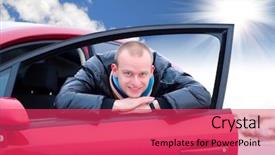  Presentation with car - PPT theme enhanced with man and his new car background and a  colored foreground