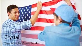  Presentation with independence - Beautiful PPT theme featuring man and his son hanging backdrop and a light blue colored foreground