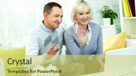  Presentation with internet of thing - Presentation theme with man and his wife chatting background and a yellow colored foreground