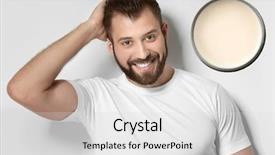  Presentation with clay - Presentation design featuring man and jar of clay background and a light gray colored foreground