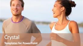 Presentation with running race - PPT theme having man and pretty asian model background and a coral colored foreground