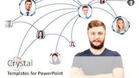  Presentation with structure - Audience pleasing PPT layouts consisting of man-and-social-network-structure backdrop and a cream colored foreground