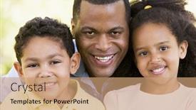  Presentation with young children - Audience pleasing PPT layouts consisting of man-and-two-young-children backdrop and a coral colored foreground