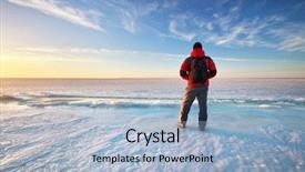  Presentation with winter sports - Presentation theme consisting of man and winter ice nature background and a light blue colored foreground