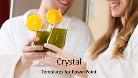  Presentation with chlorophyll - Slide set consisting of man and woman - drinking chlorophyll background and a soft green colored foreground