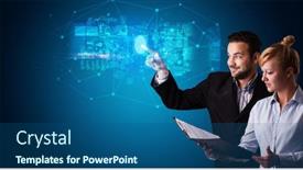  Presentation with fingerprint - Amazing presentation theme having accessing modern hologram personal database backdrop and a ocean colored foreground