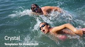  Presentation with healthy lifestyle - Colorful slides enhanced with man and woman are swimming backdrop and a ocean colored foreground