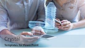  Presentation with augmented reality - Beautiful PPT theme featuring man-and-woman-are-working backdrop and a light blue colored foreground